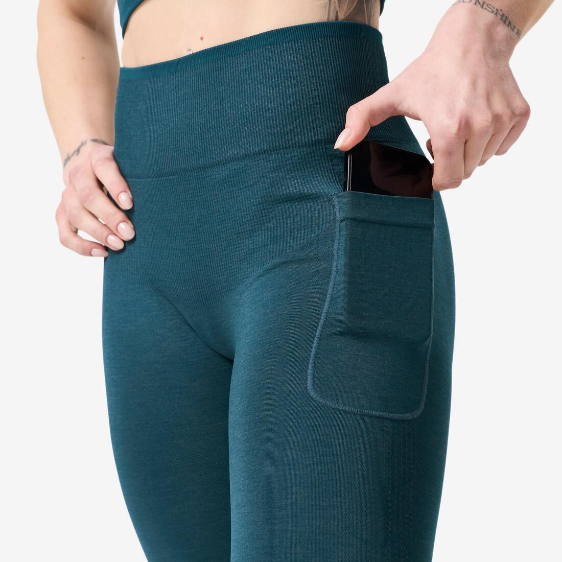 Legging de musculation sans couture femme, gris et
