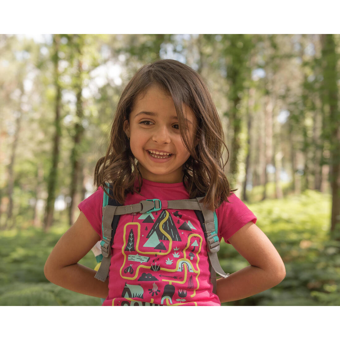 T-shirt de randonnée - MH100 KID rose pâle phosphorescent - enfant 2-6 ANS