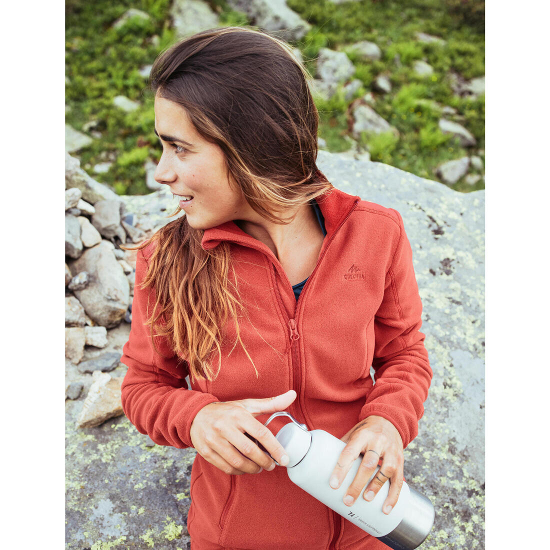 Polaire de randonnée montagne femme, MH100 full zip