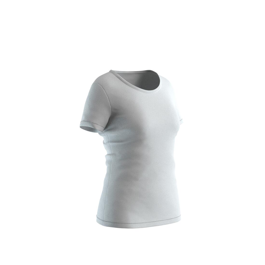 T-shirt fitness manches courtes droit coton col rond femme gris