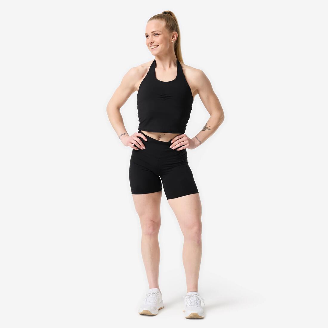 Short de musculation froncé femme