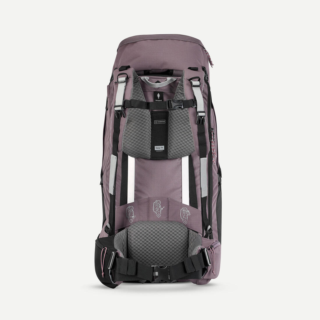 Sac à dos de voyage ouverture valise 60+6L femme, Travel 900 marron