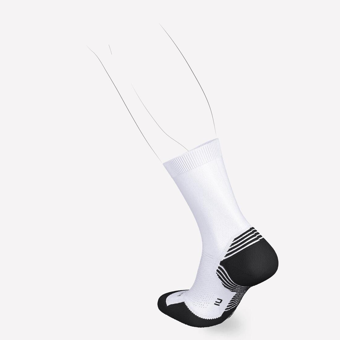 Lot de 2 paires de chaussettes running mi-mollet épaisses, KIPRUN Core blanches