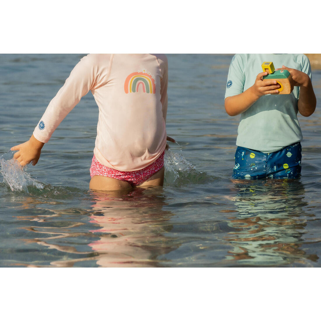 T-shirt anti uv bébé manches courtes corail