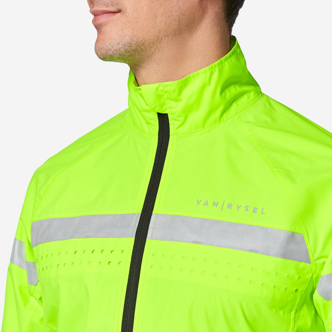 Veste vélo route manches longues coupe-pluie homme - visible EN17353