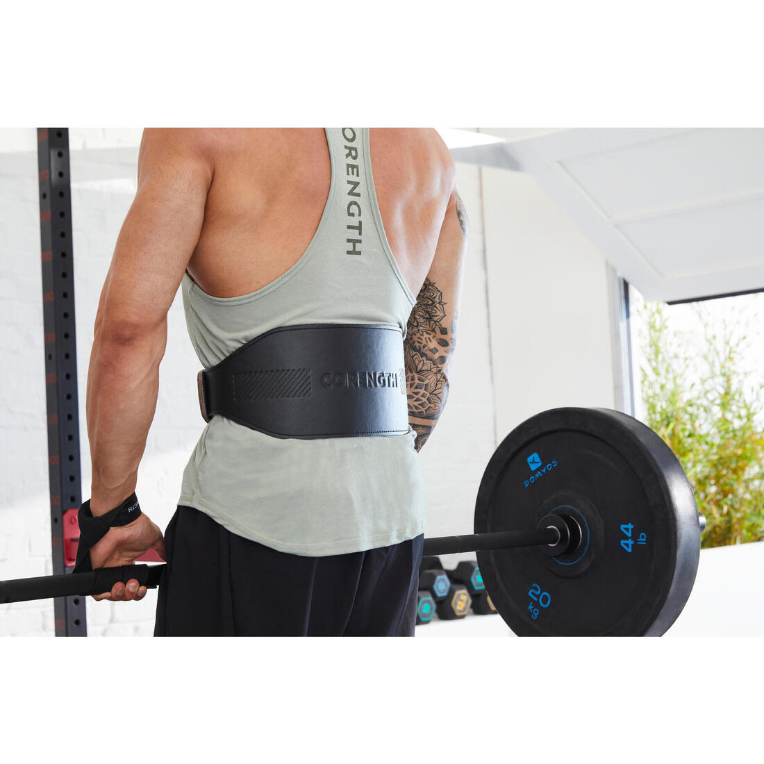 Ceinture lombaire de musculation en cuir - noire