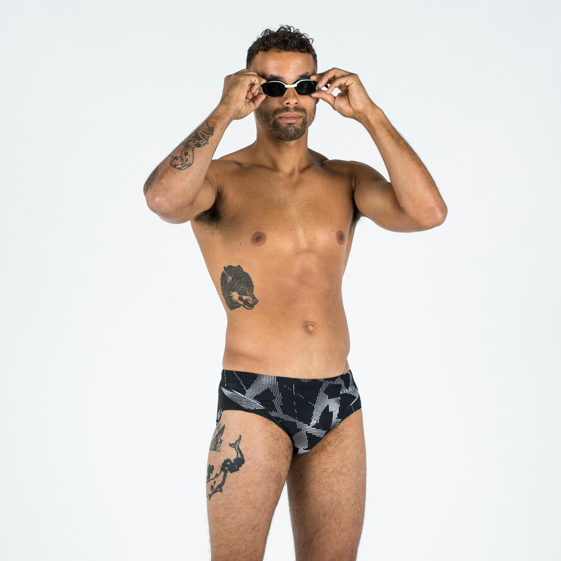 Maillot de bain natation homme slip900 print all ice