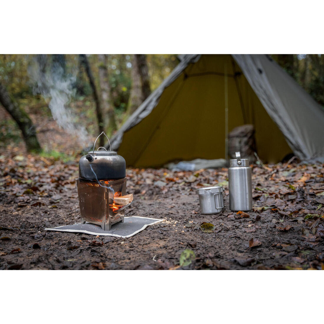 GOURDE Bushcraft bouchon à vis 1L Acier Inoxydable Grise