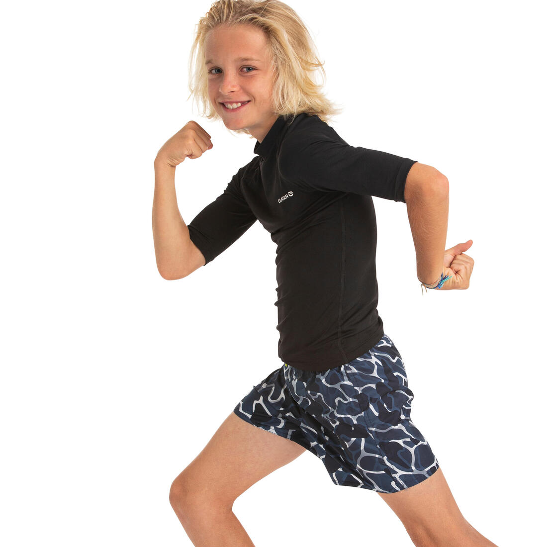 Short de bain 100 bleu noir