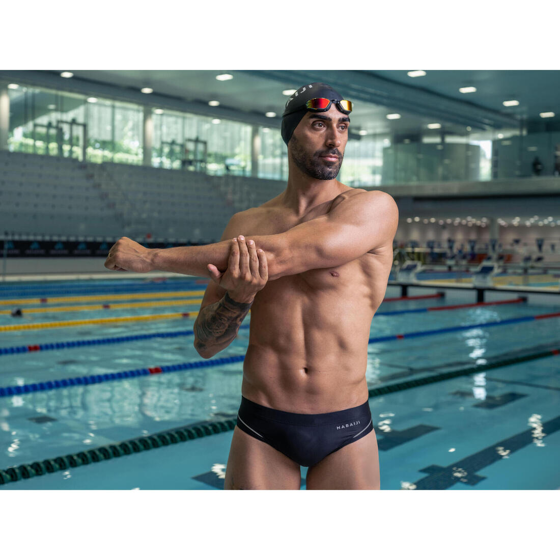 MAILLOT DE BAIN NATATION HOMME SLIP 900 B-FAST NOIR