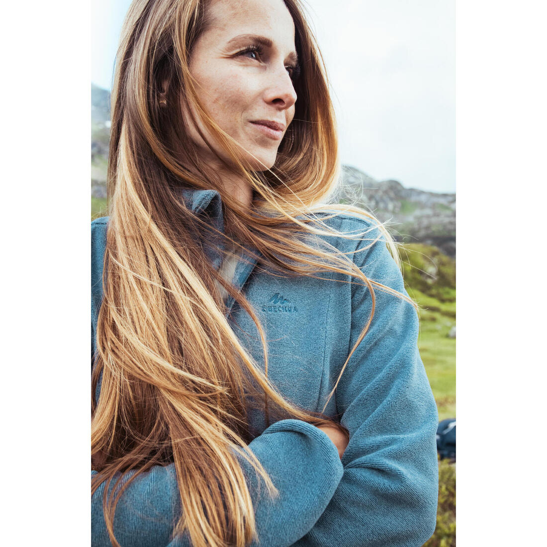 Polaire de randonnée montagne femme, MH100 full zip