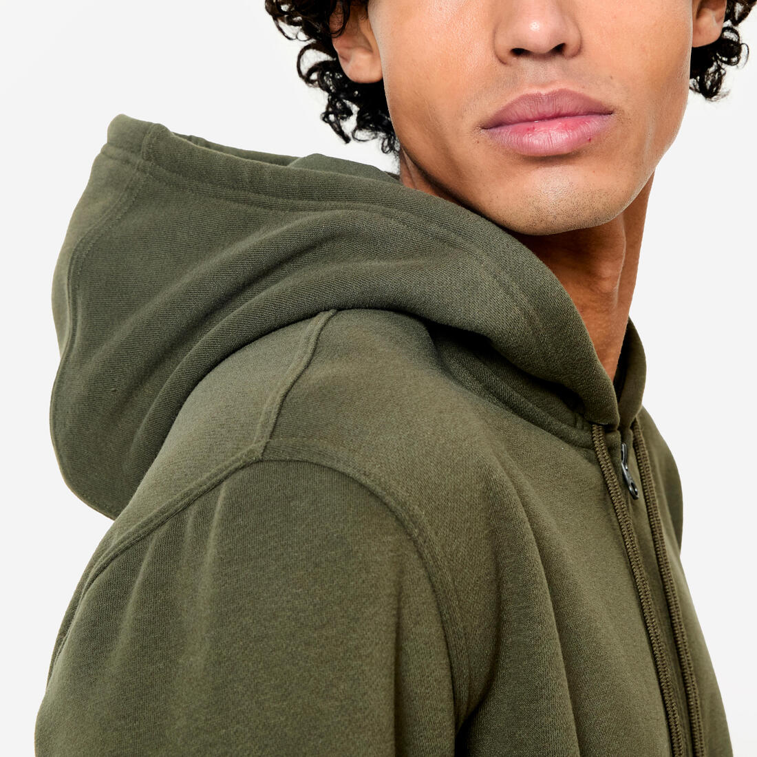 Sweat zippé à capuche de fitness en molleton homme