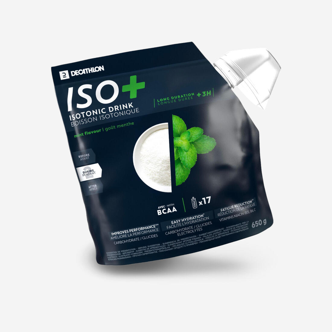 Boisson isotonique en poudre + de 3h fraise cerise, ISO+ 650g