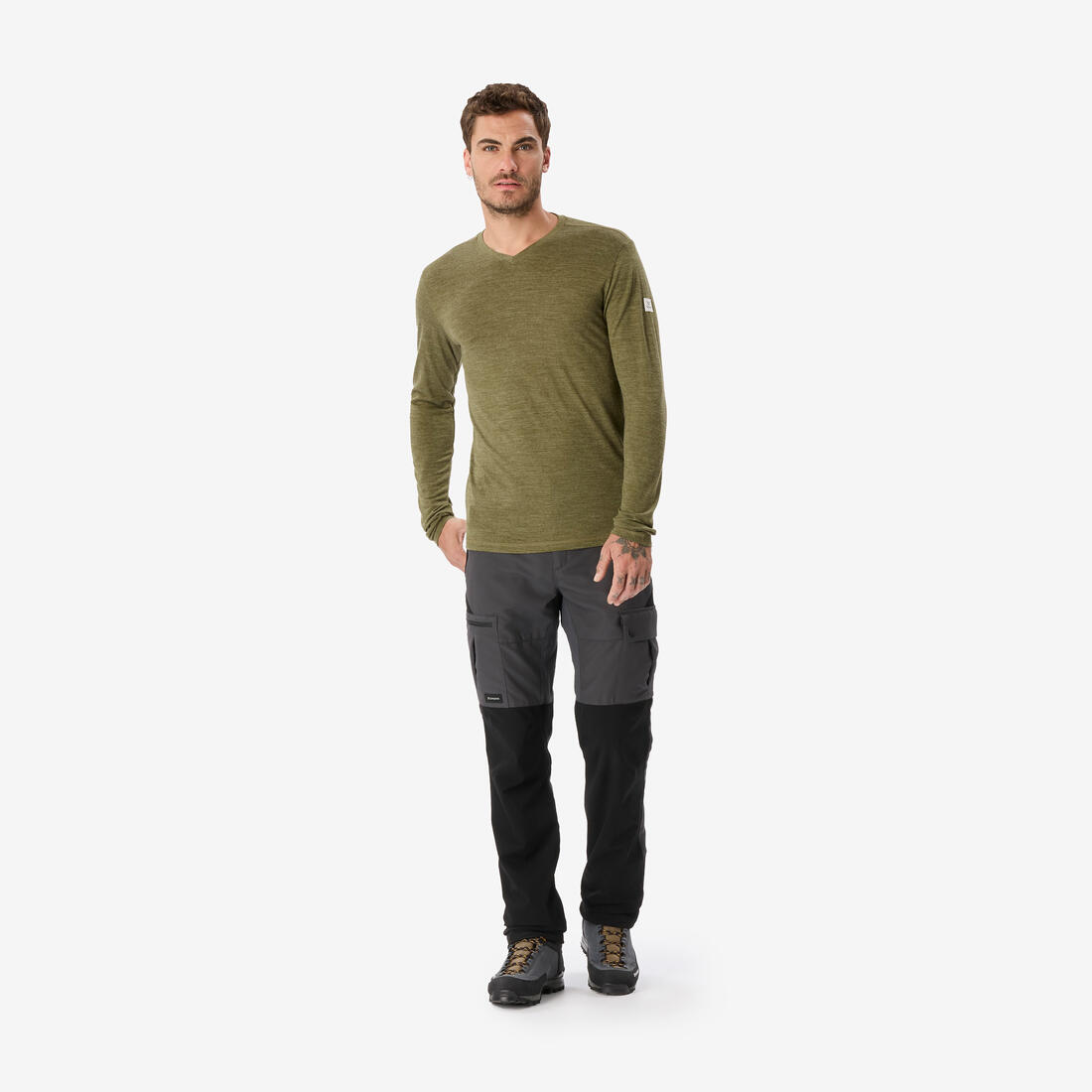 T-shirt manches longues de trek en laine mérinos homme, Merino Fresh