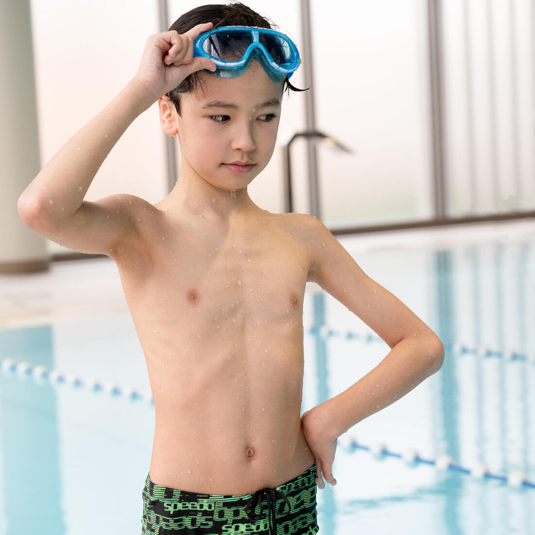 Masque de natation junior Speedo Rift Taille S bleu vert