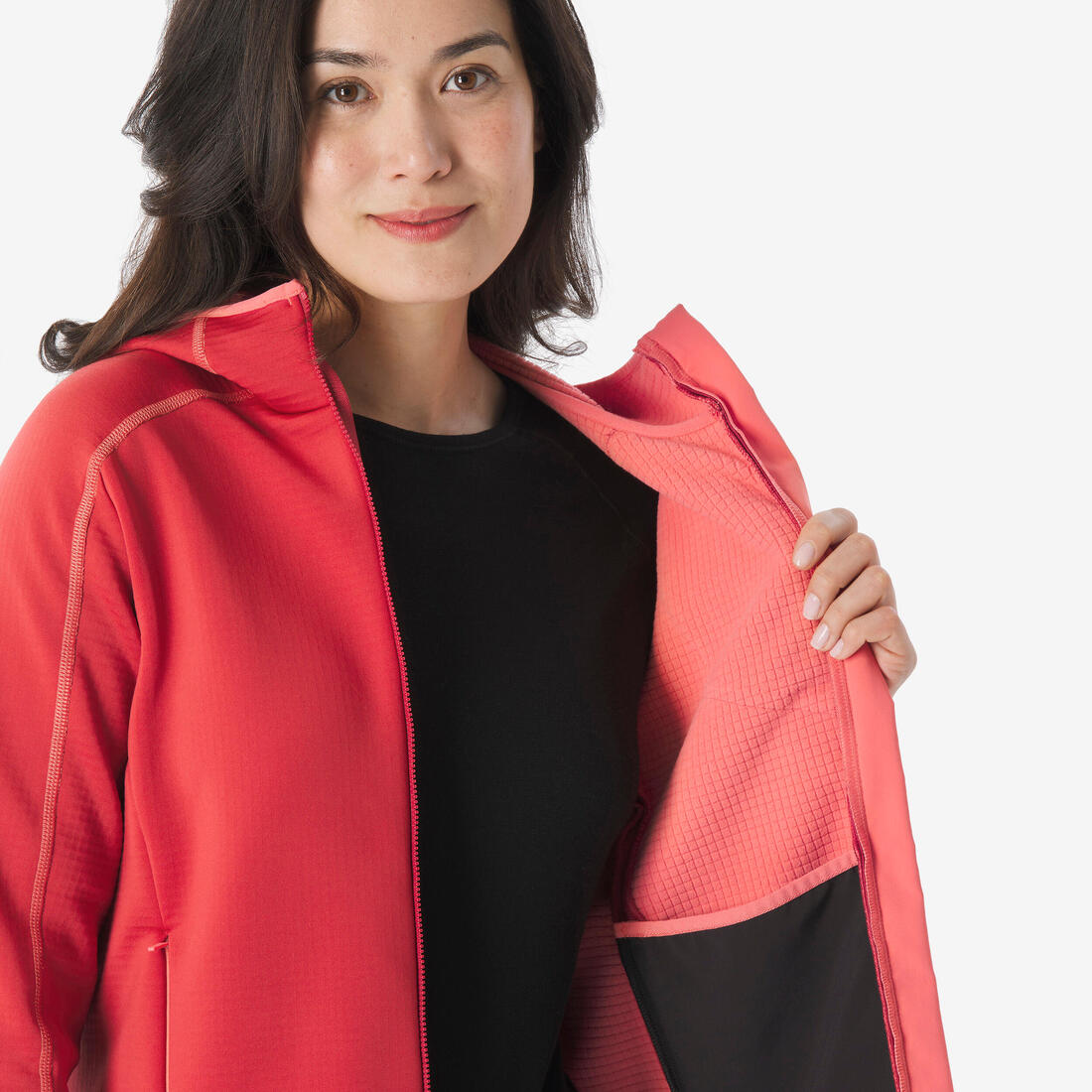 Polaire de randonnée montagne femme, MH500 full zip