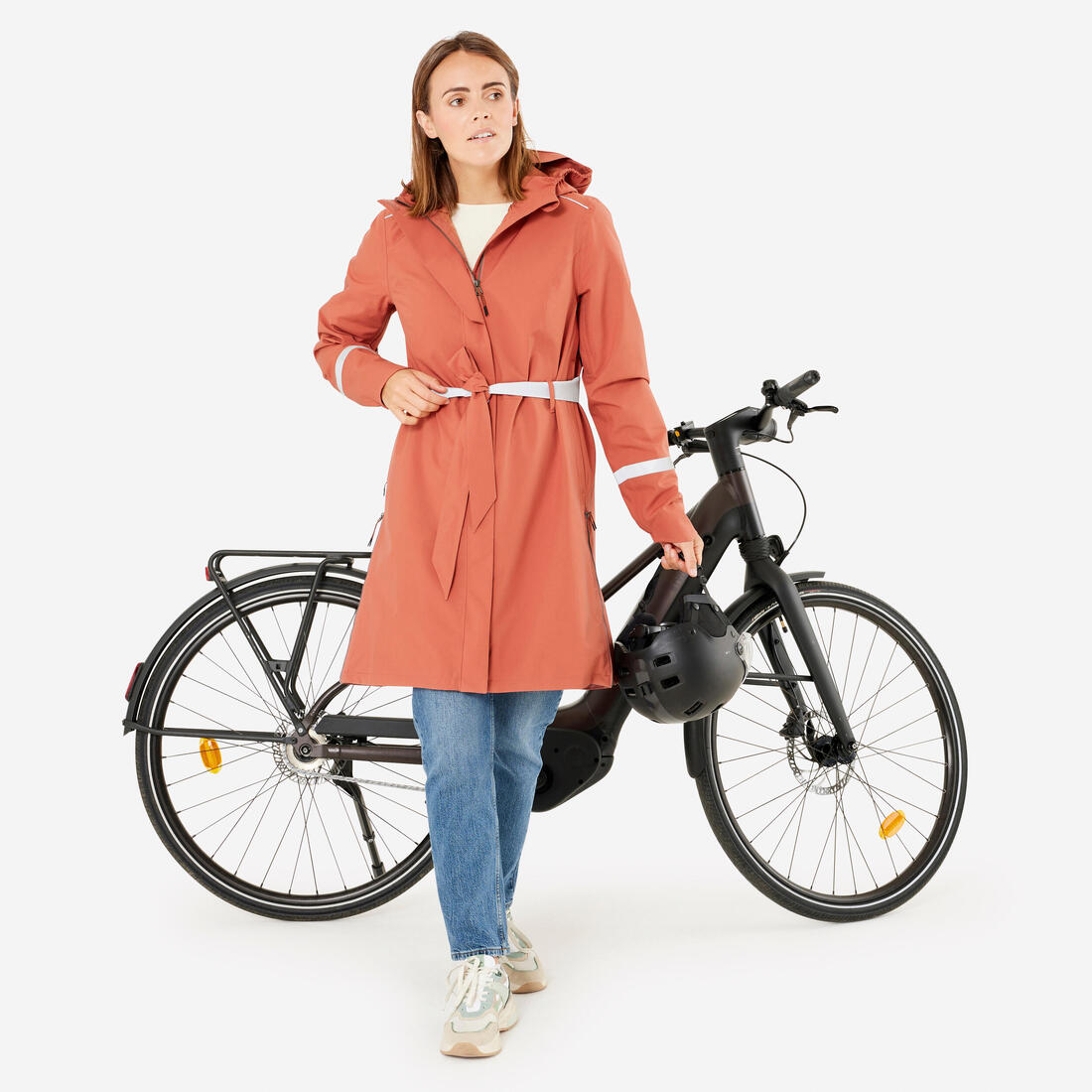 Trench femme imperméable avec capuche - vélo ville