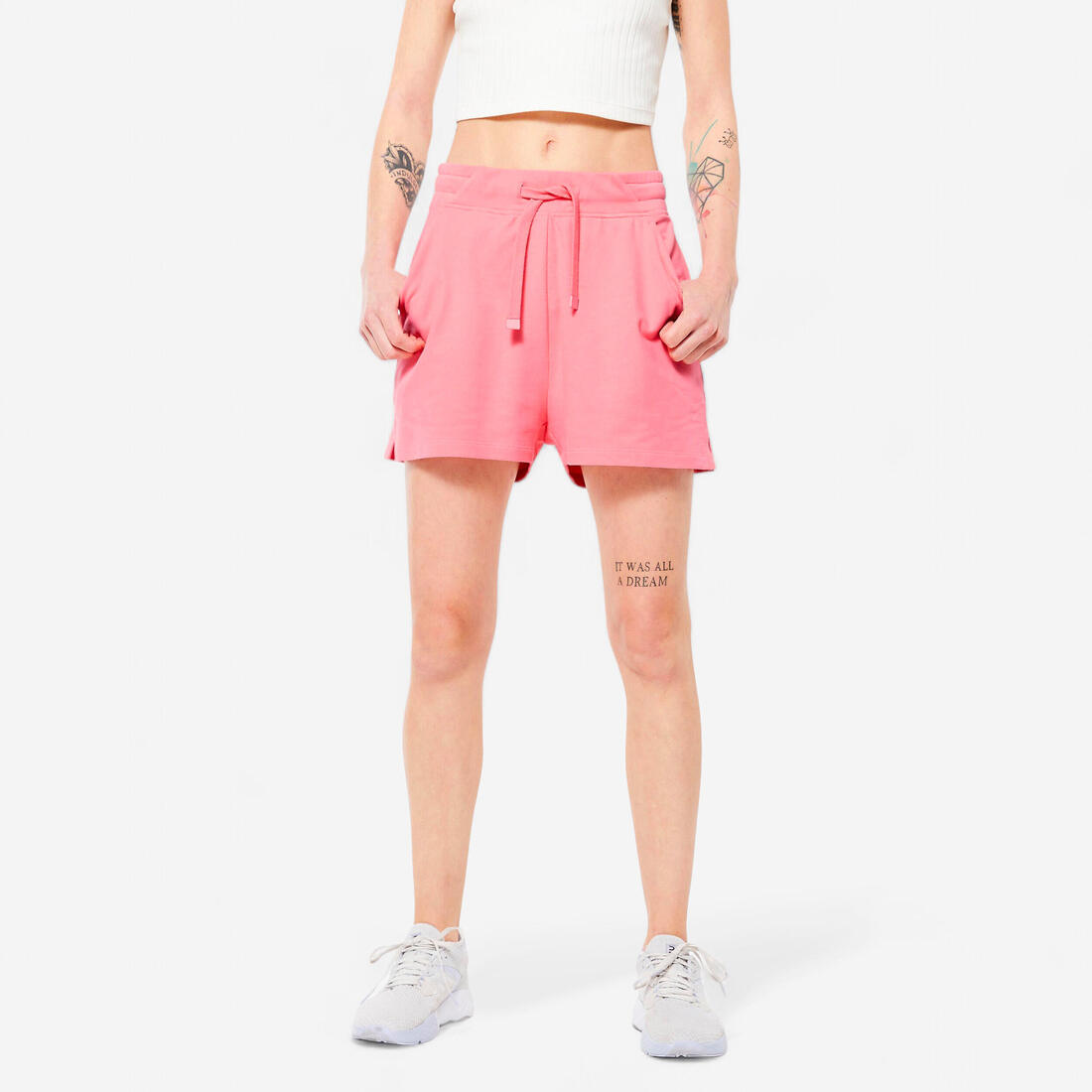Short Fitness Femme - 520 Gris chiné clair