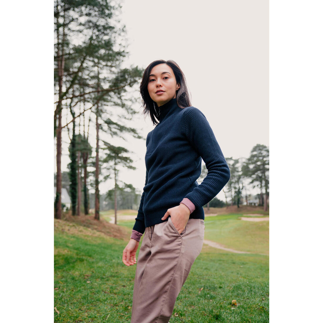 Pull golf 1/2 ZIP Femme - MW500