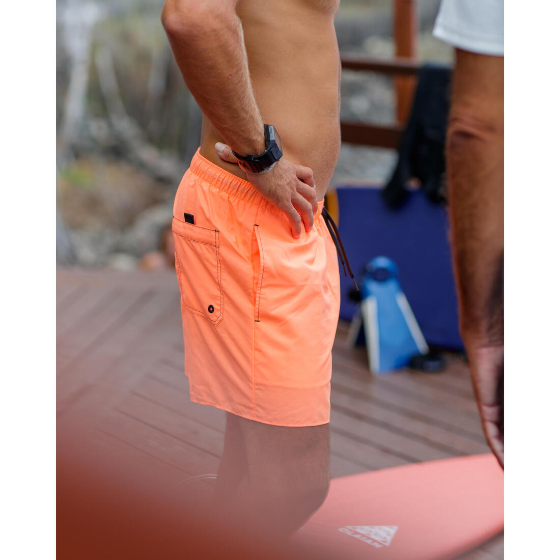 Boardshort surf 100 Court 15" Homme - Hendaia pockets Khaki