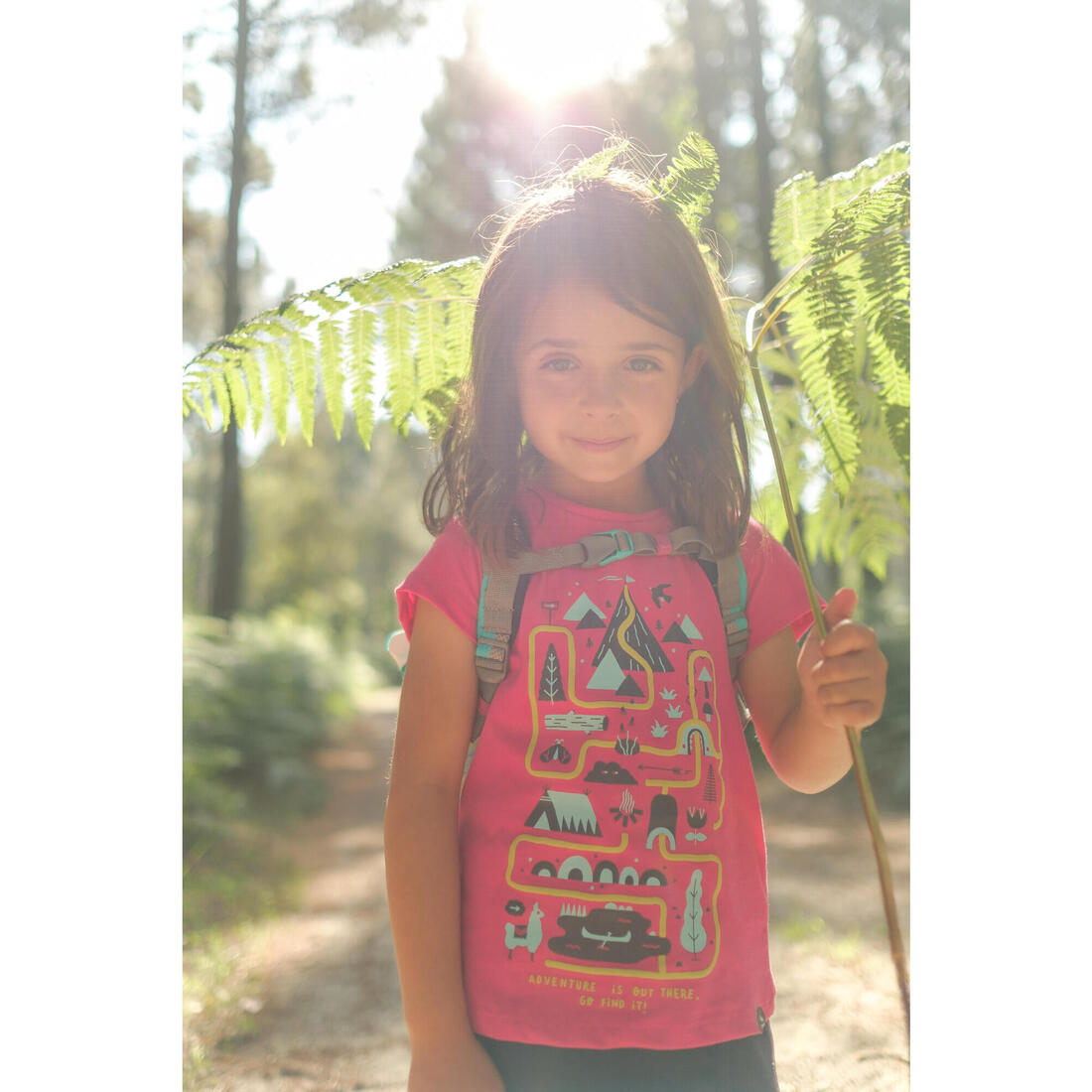 T-shirt de randonnée - MH100 KID rose pâle phosphorescent - enfant 2-6 ANS