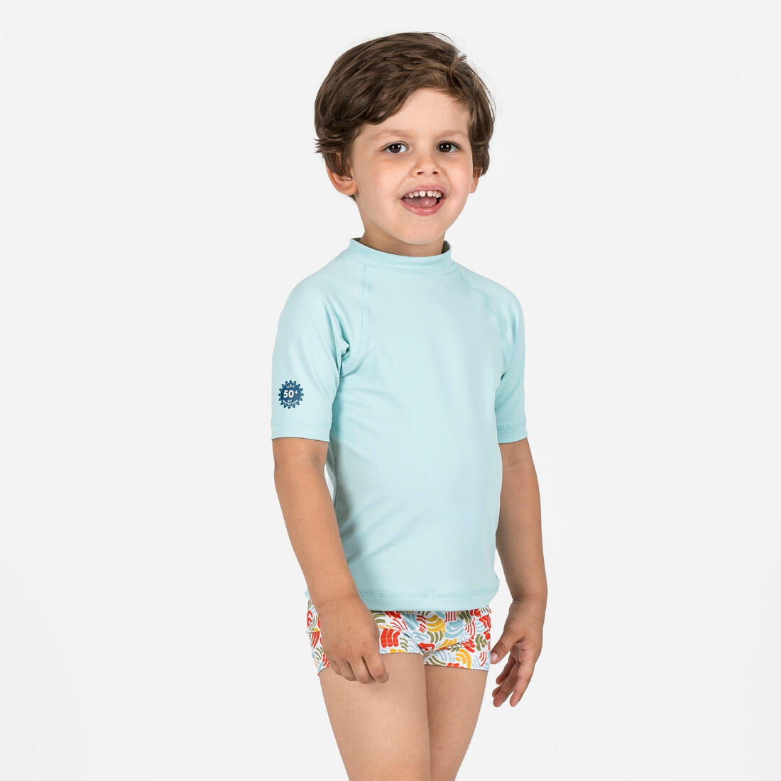 Boxer de bain bébé / enfant bleu imprimé crabes