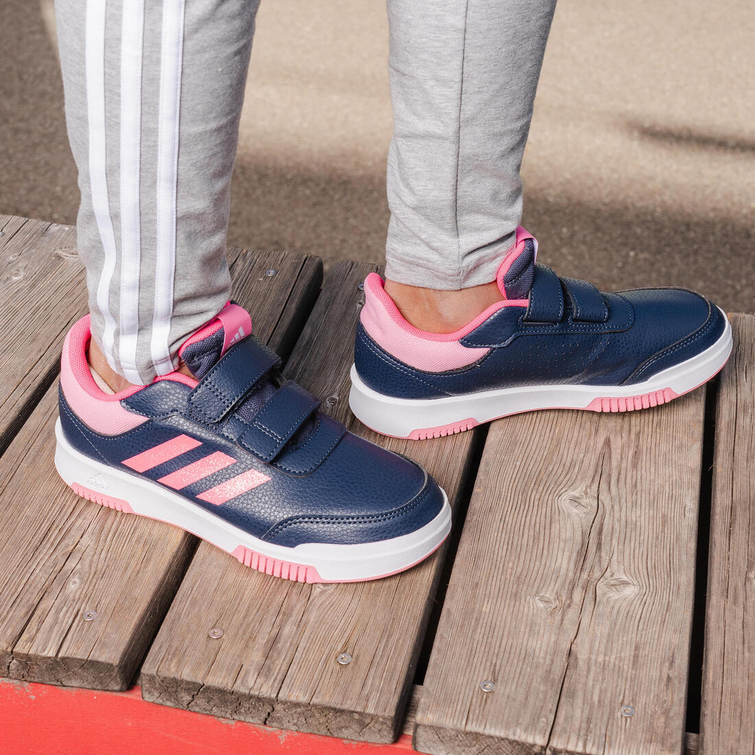 Baskets à scratch enfant - ADIDAS TENSAUR bleu/rose