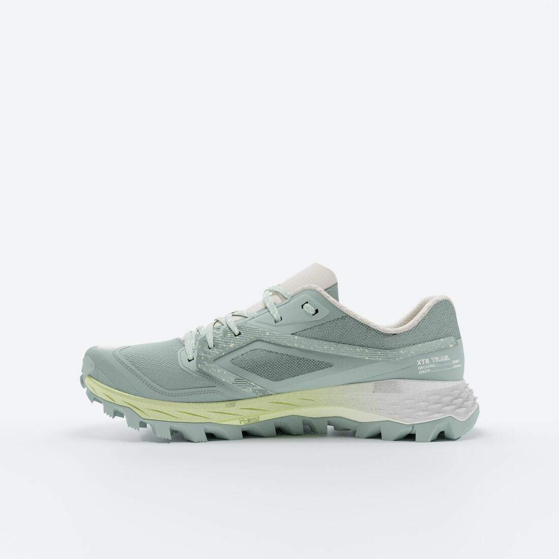 Chaussures de Trail Running Femme, Kiprun XT8 Vert Jaune