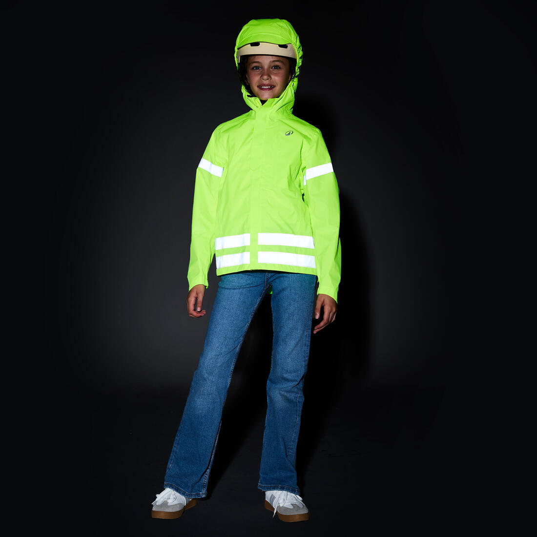VESTE VÉLO 500 ENFANT PLUIE JAUNE HAUTE VISIBILITÉ