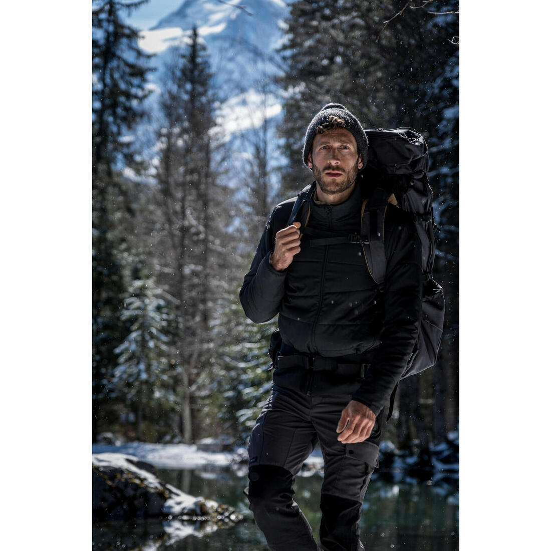 Doudoune de trek synthétique homme, MT50 0°C noir