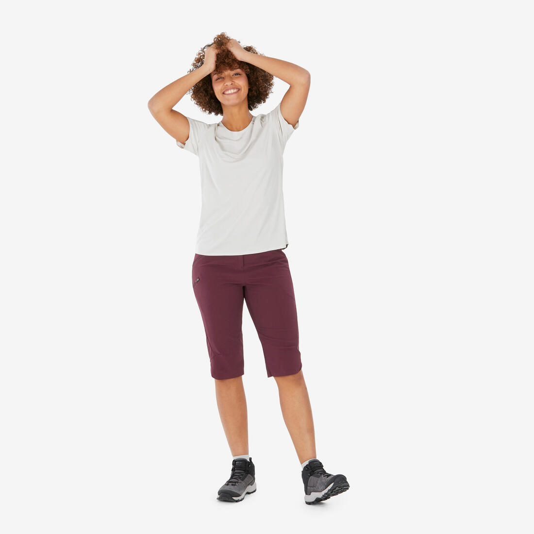 T-shirt de randonnée manches courtes femme, MH500