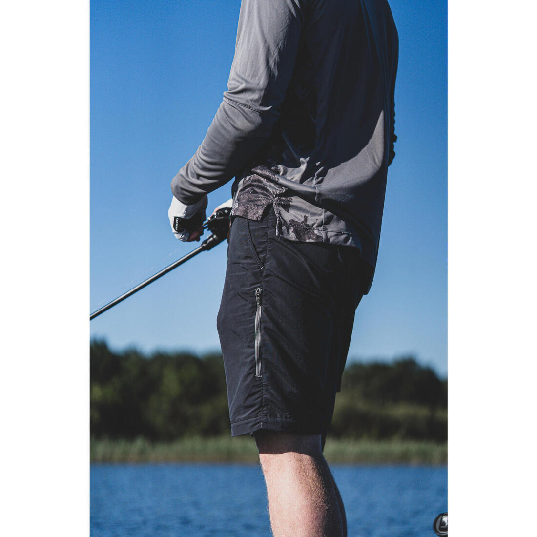 Pantalon de pêche convertible UPF50+ Homme - FT 500 ANTI-UV gris