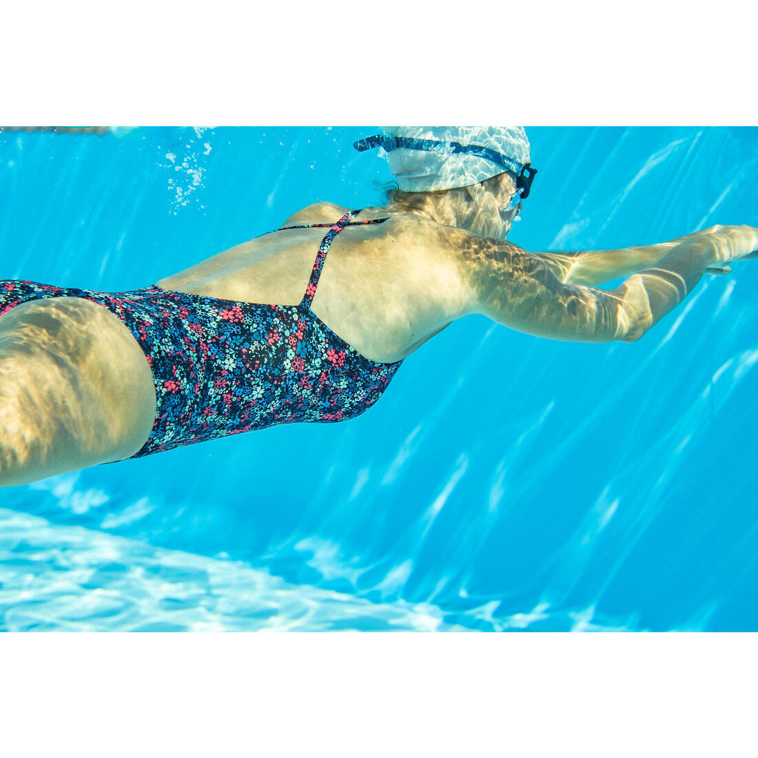 Bonnet de bain en maille enduite - tissu imprimé - taille m - blanc line