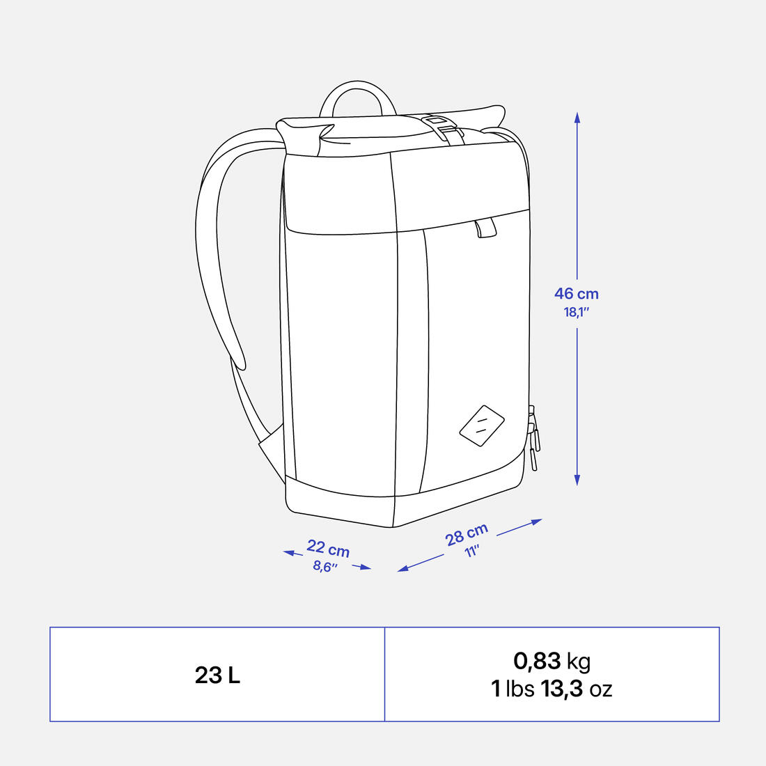 Sac à dos de randonnée 23L, Escape 500 Rolltop