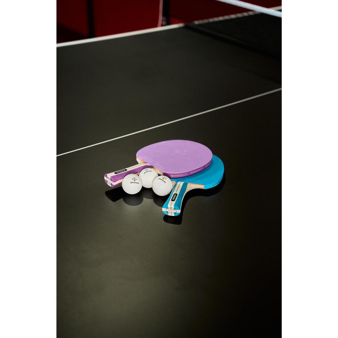 SET 2 RAQUETTES TTR 130 SPIN 4* ITTF ÉCOLE/CLUB VIOLET/BLEU + BALLES