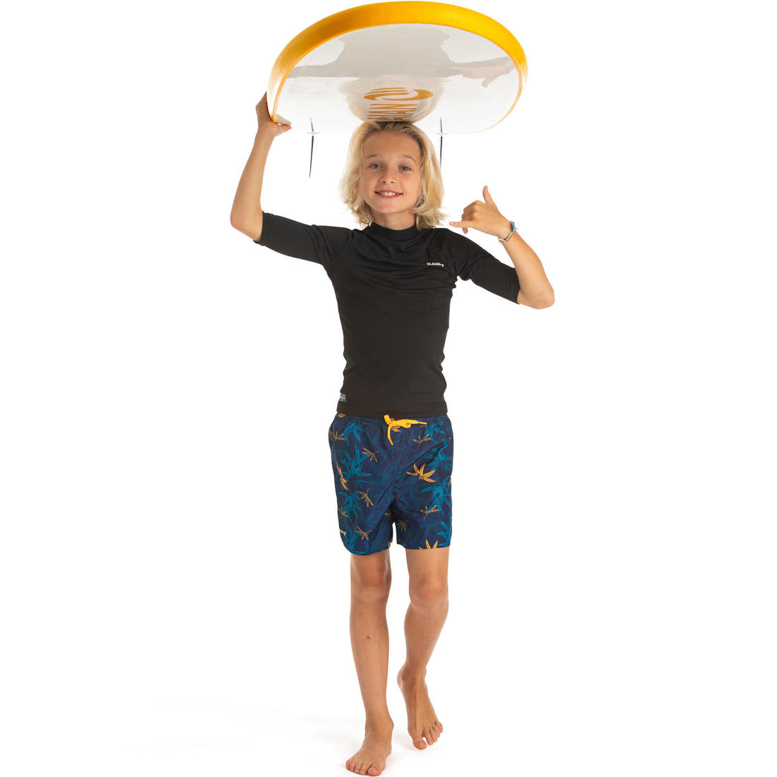 Short de bain 100 bleu noir