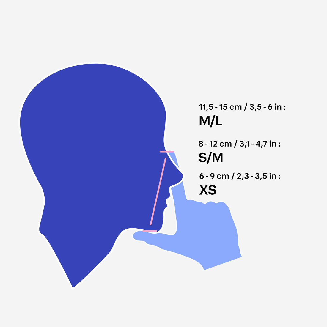 Masque easybreath de surface adulte - 500 bleu avec sac