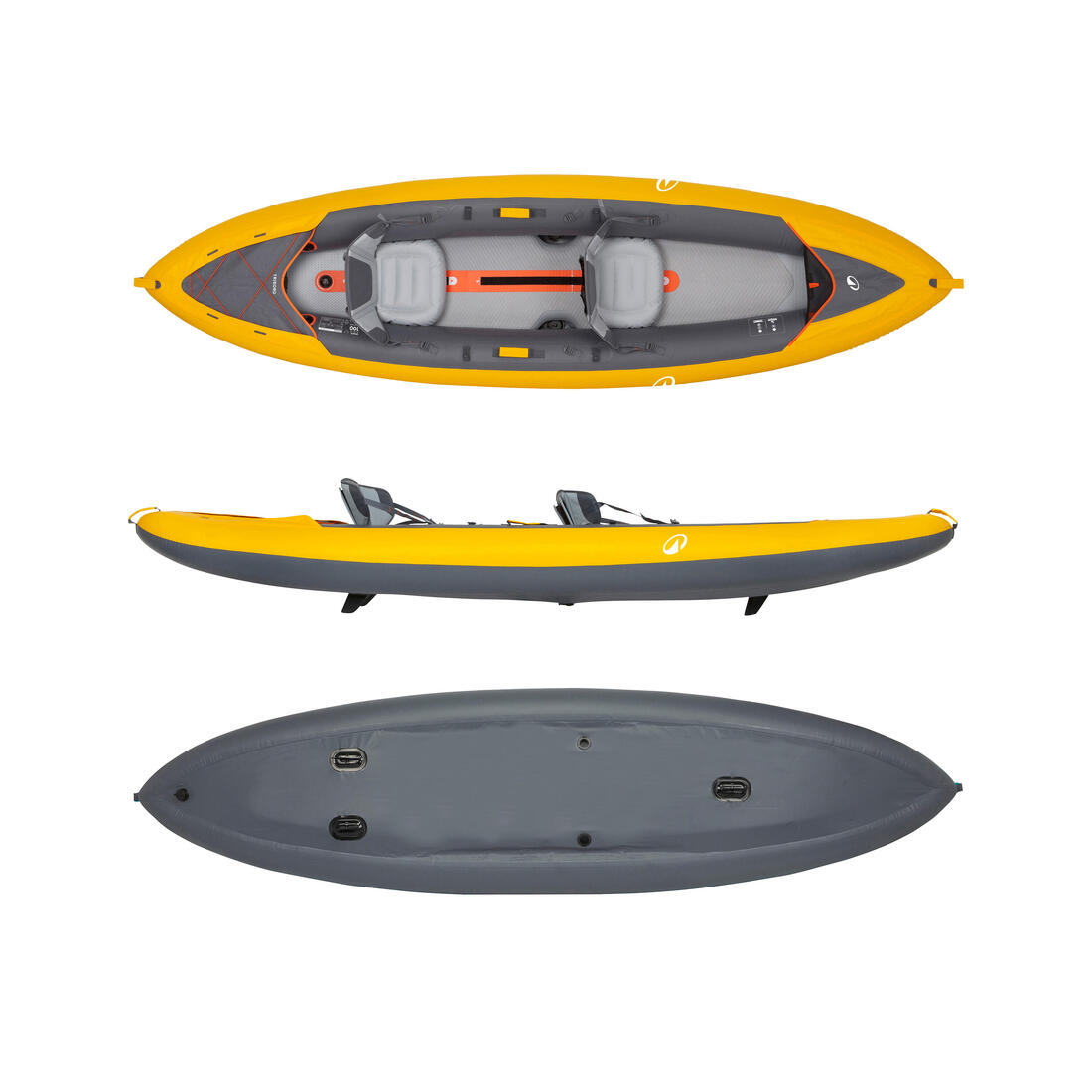 Canoë kayak gonflable 2 places - Tribord 100+ Jaune