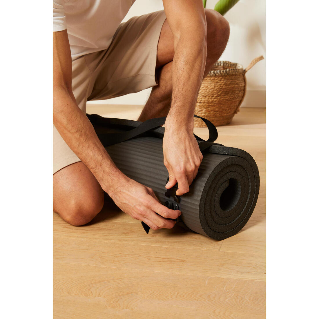 Sangle universelle réglable tapis de fitness, noir