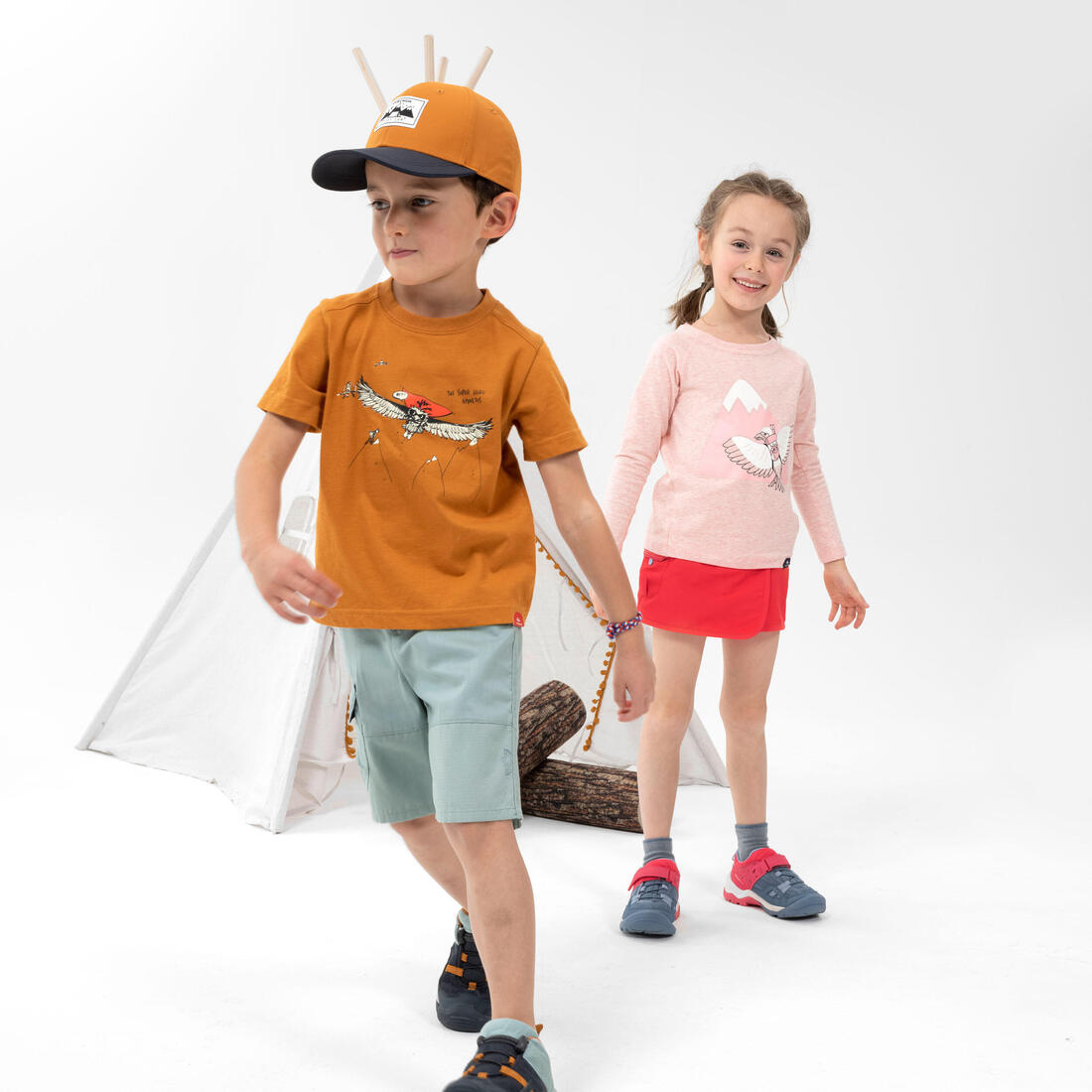 T-shirt de randonnée - MH100 bleu phosphorescent - enfant 2-6 ANS