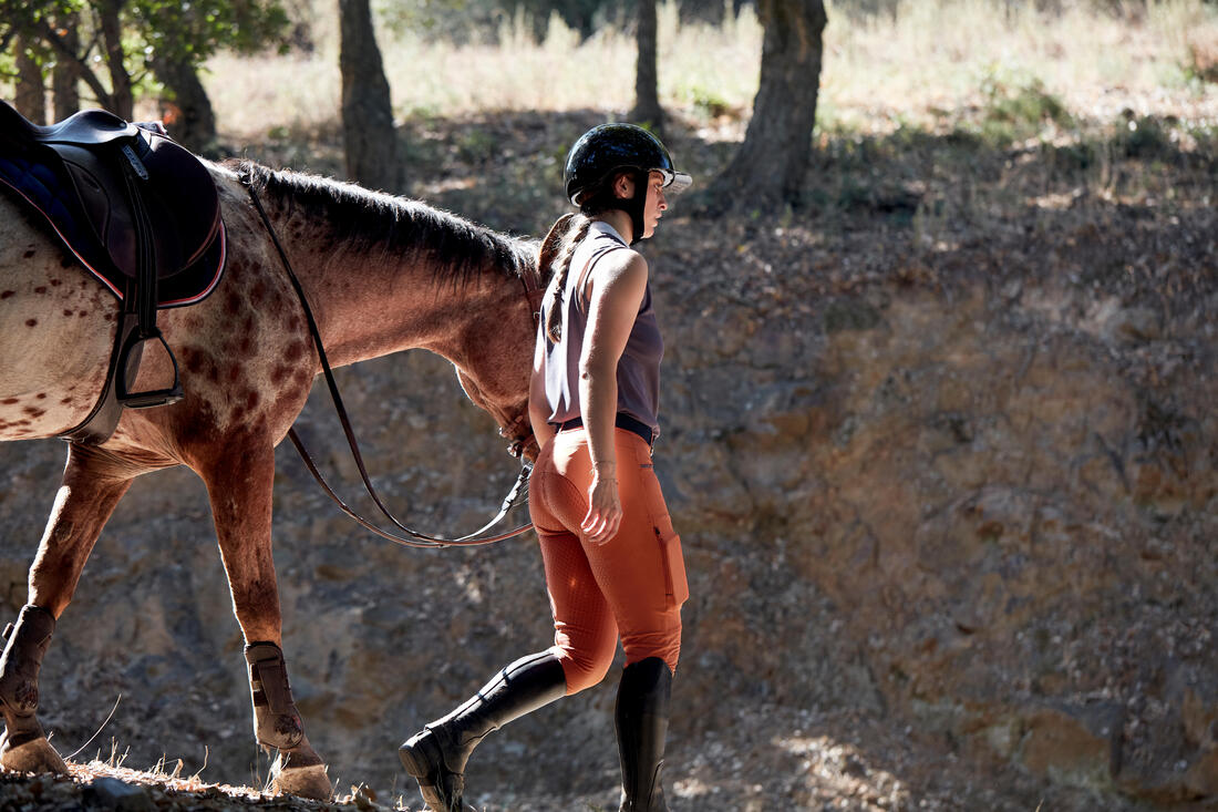 Pantalon équitation léger fullgrip Femme - 580 terracotta
