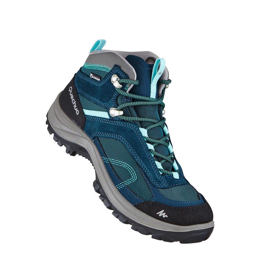 Chaussures imperméables de randonnée montagne - MH100 Mid Turquoise - Femme