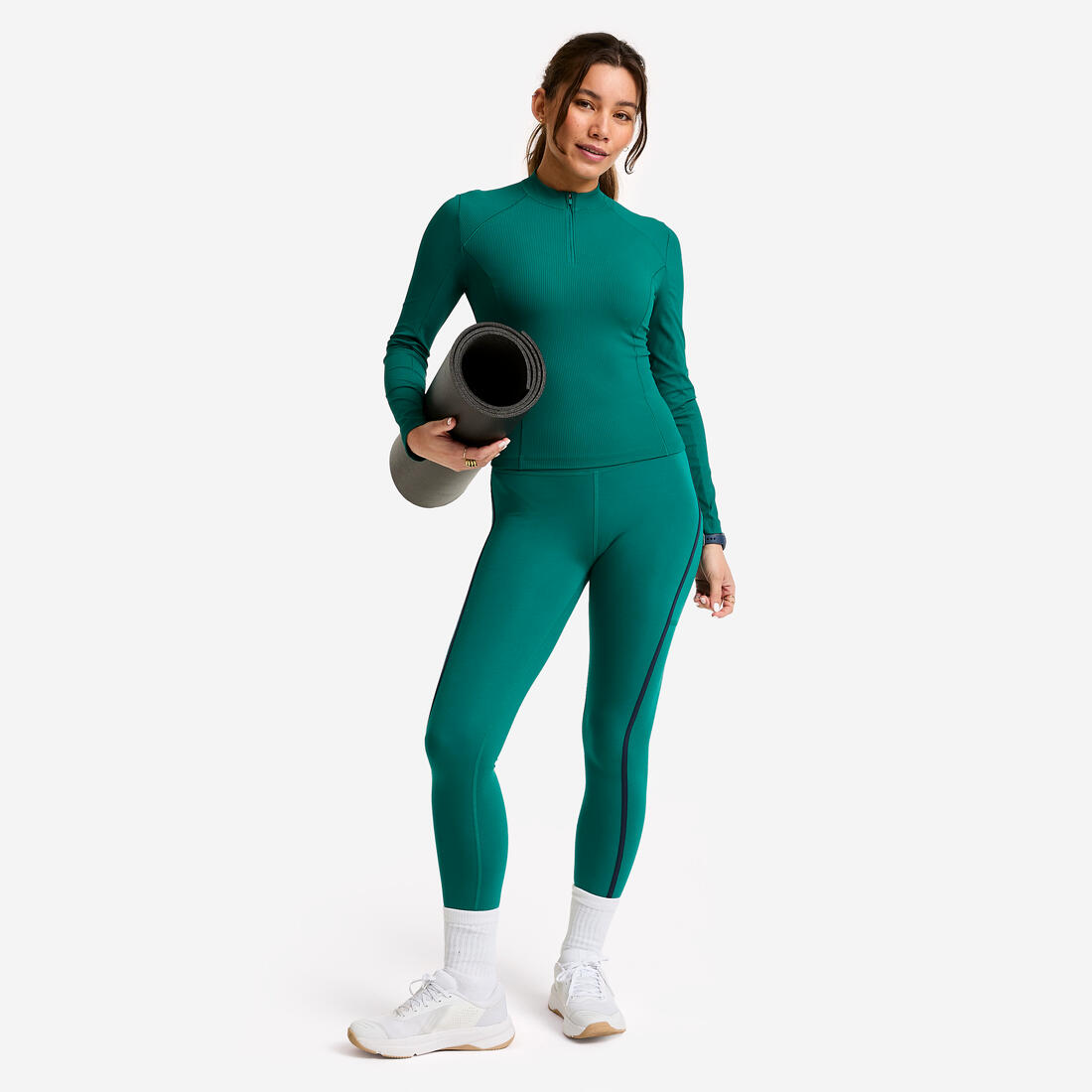 Legging avec bandes taille haute femme foncé