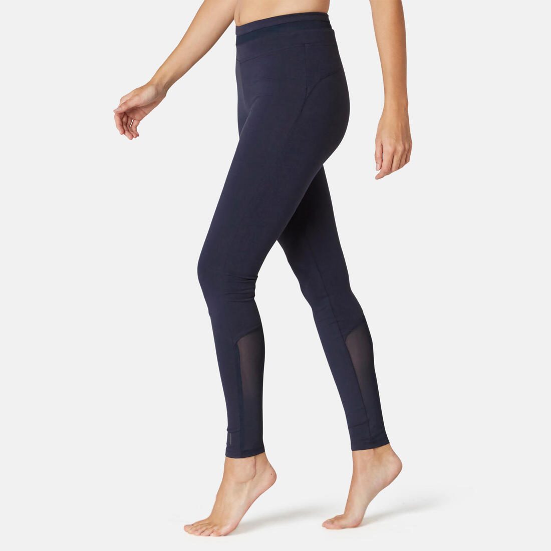 Legging Coton Extensible Fitness Taille Haute avec Mesh Violet