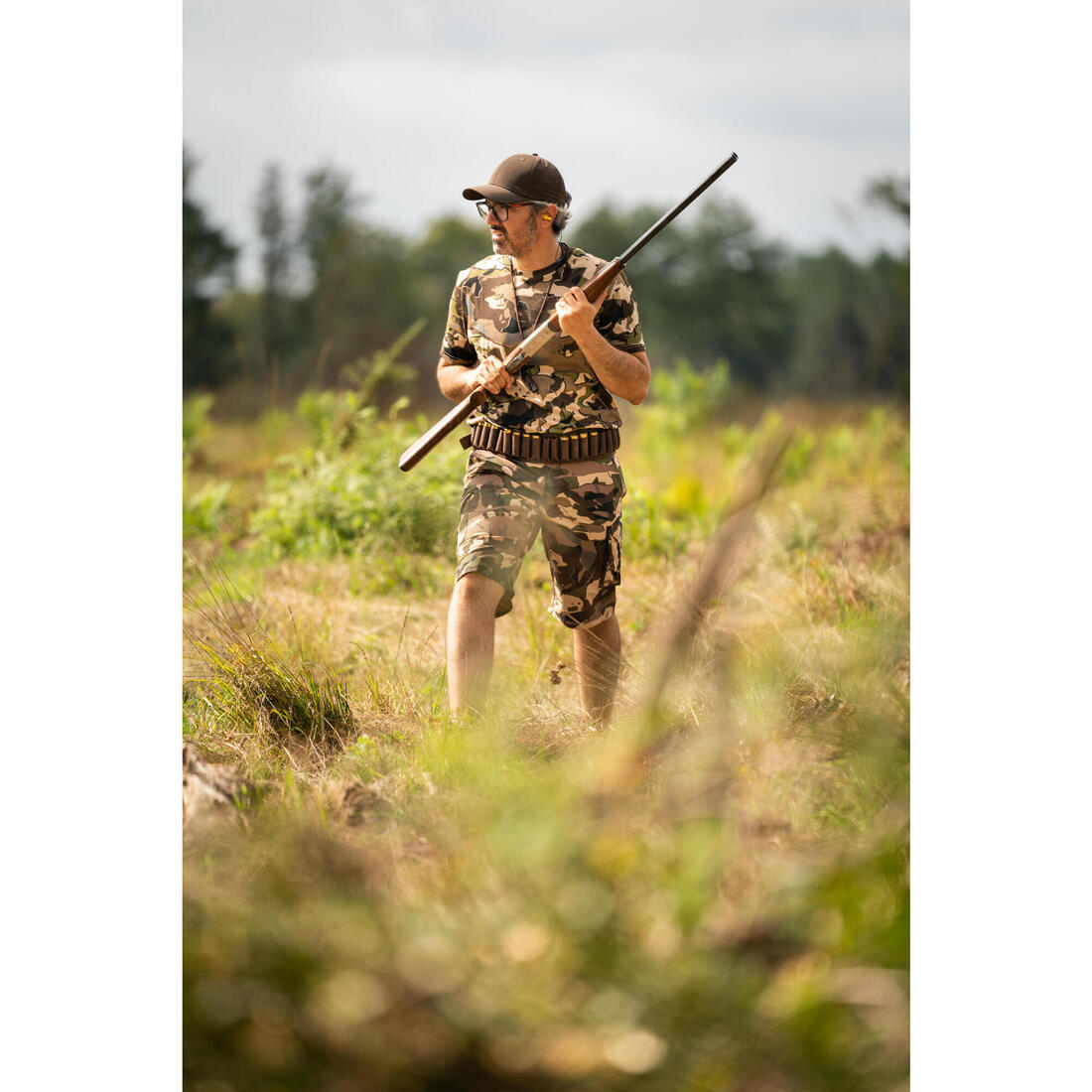 T-shirt manches courtes chasse 100 camouflage woodland