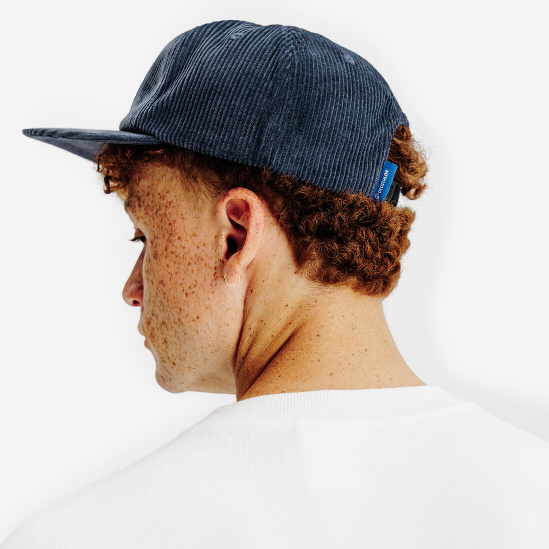 Casquette 6 panneaux en velours, bleu marine