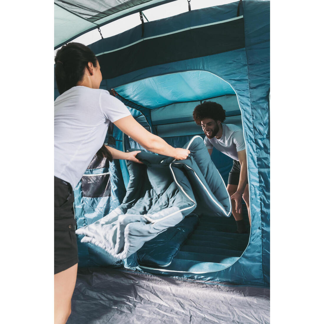 Sac de couchage de camping 10°C en coton, Ultimcomfort bleu