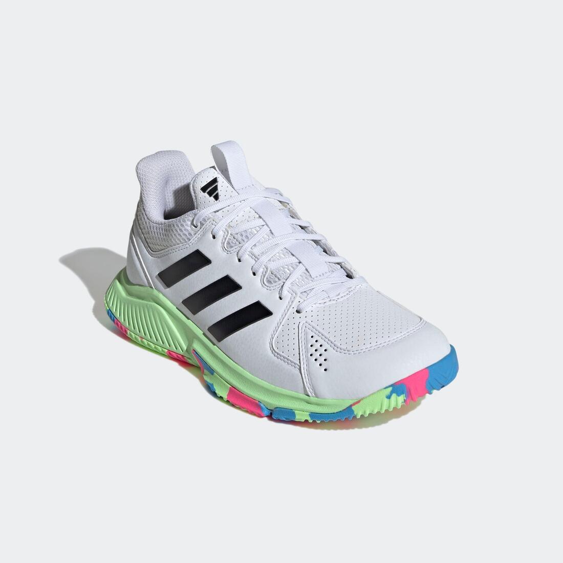 Chaussure de handball Adulte -Adidas Court Flight blanc/jaune/bleu