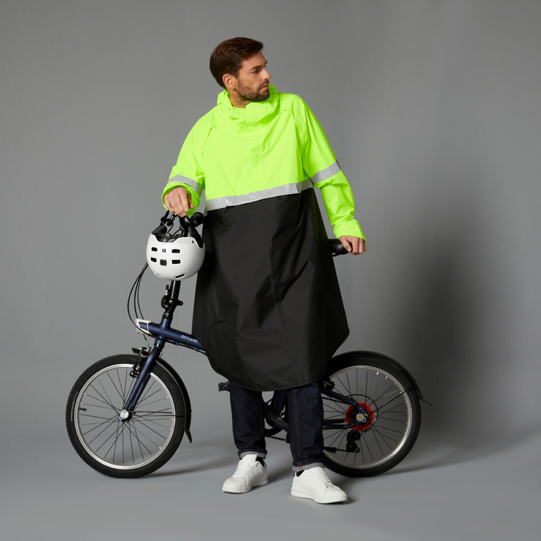 Poncho pluie visibilite jour nuit 560 noir jaune fluo