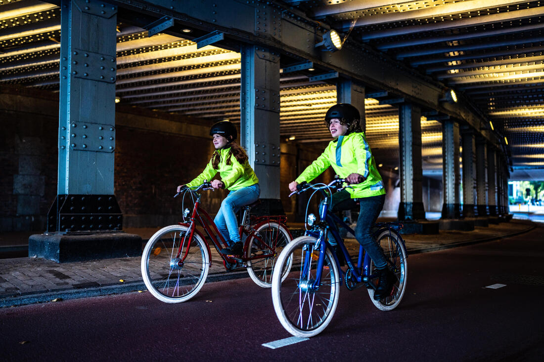 VESTE VÉLO 500 ENFANT PLUIE JAUNE HAUTE VISIBILITÉ